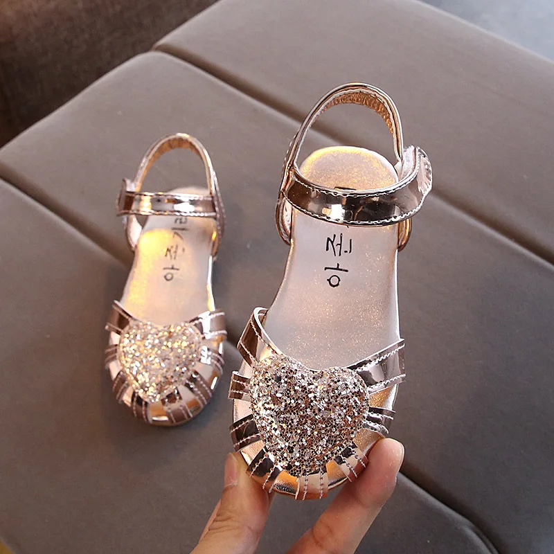 Children Fashion Sequins Girl\'S Princess Dress Beach Shoes Kids Summer Hollow Sandals 2021 3 4 5 6 7 8 9 10 11 12 Years