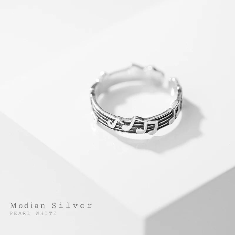 Modian – bague ajustable en argent Sterling 925, symboles musicaux Vintage, ouvert, bijou fin Original pour femmes