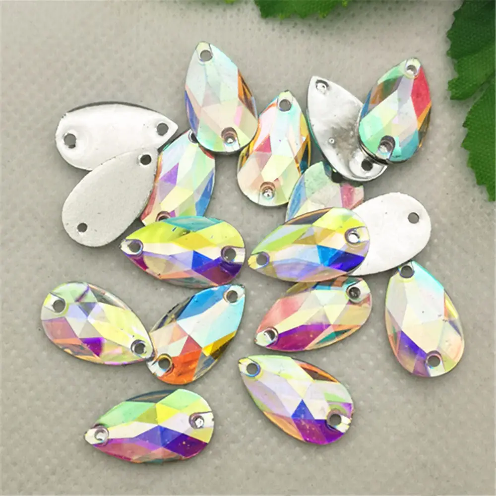 50Pcs 10mm*17.5mm Rhinestone Water Droplets Resin /Craft/Clothes Decoration Bags DIY