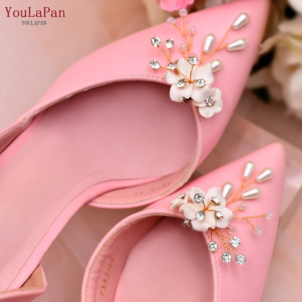 YouLaPan X38 2pcs Pearls Shoe Clip Bridal Shoes High Heel Buckle Charm Women Bride Wedding Party Accessories Rhinestone Clips