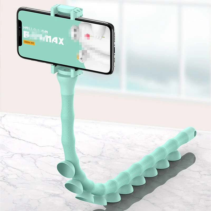 New Cute Caterpillar Lazy Bracket Mobile Phone Desktop Bicycle Car Holder Worm Flexible Suction Cup Stand Home Wall Live Support