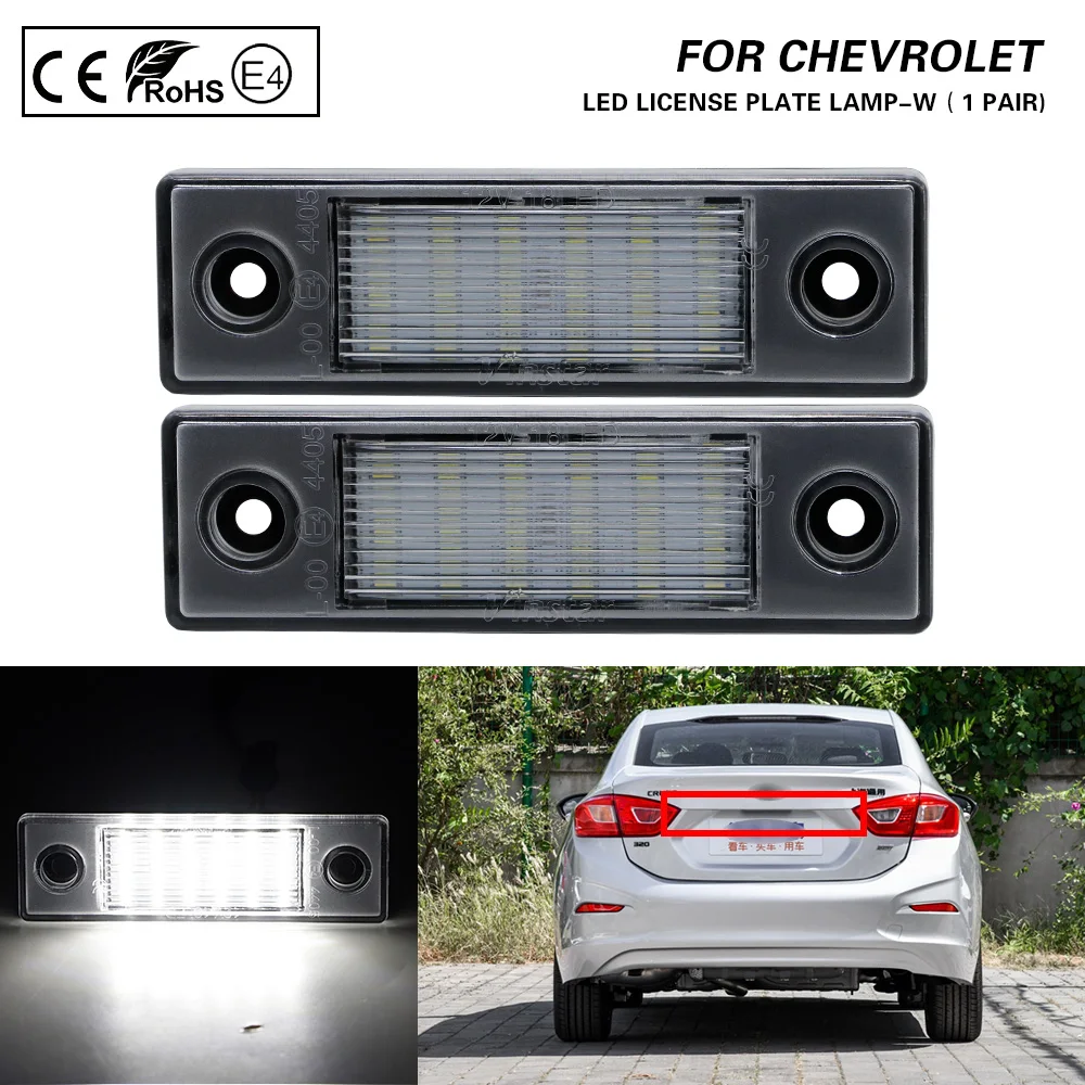 2Pcs LED Number License Plate Light Lamp Error Free For Chevrolet Chevy Cruze 2011 2012 2013 2014 2015 Chevy Spark 2016-2020