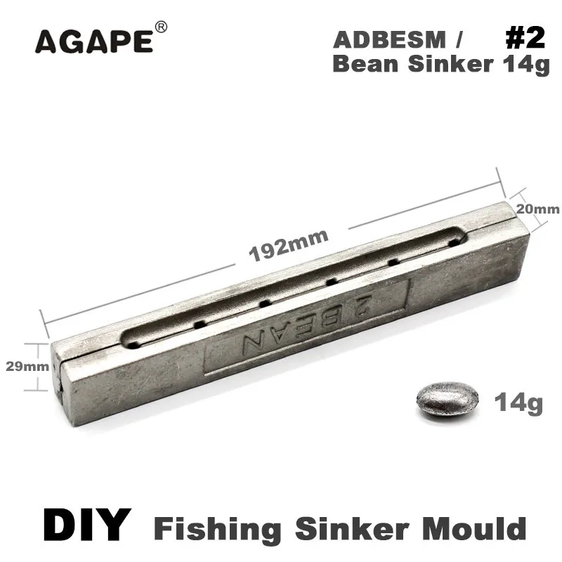 Agape molde de plomo para sinker tipo frijol cavidades múltiples