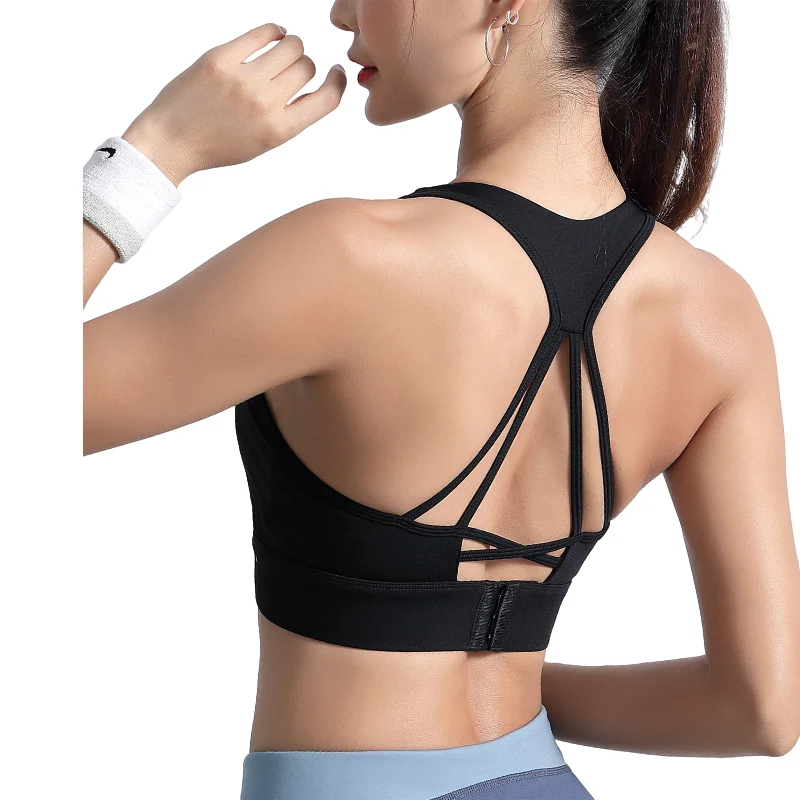 

New Fashion Shockproof Huddle Sports Underwear Women Yoga Wear Adjustable Breasted Fitness Bra Vest Back Bra Mujer 3 Colors