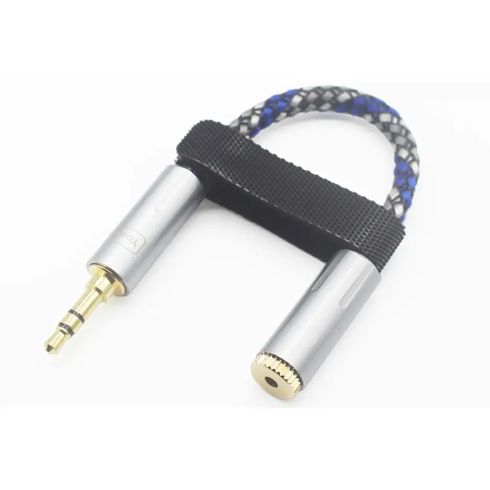 Adaptador de Audio para auriculares, 3,5mm, macho a hembra de 3,5mm, 8 núcleos, chapado en plata, Cable para auriculares, nuevo en caja de 2,5mm a 3,5mm