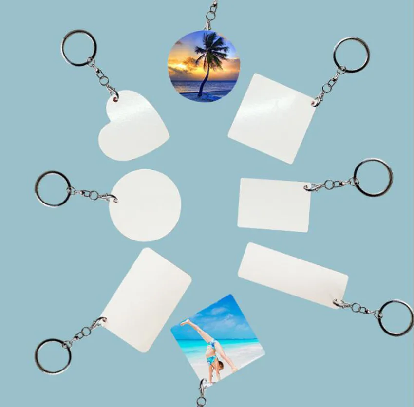 10pcs Sublimation Aluminium Alloy Double Sided Keychains Transfer Printing Blank DIY Keyring