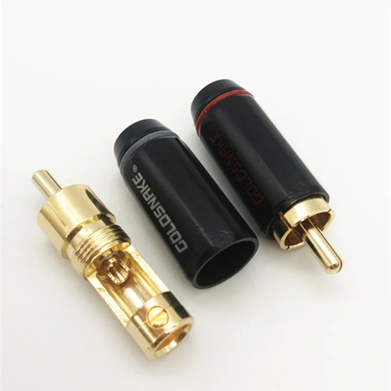 2 قطعة/الوحدة ثعبان النحاس مطلية بالذهب RCA موصل RCA ذكر التوصيل مع مسامير محول ل AV الصوت فيديو سلك موصل التوصيل 6 مللي متر