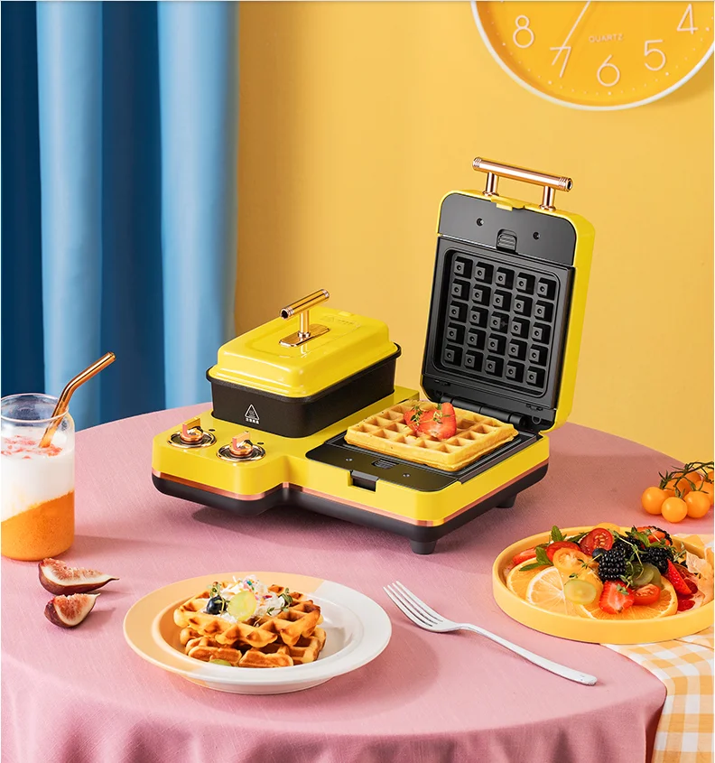 220V Non-stick Electric Waffle Maker 5 In 1 Cake Bake Baking Pan Home Electric Frying Pan Multi Cooker Donut Maker With 4 Plates