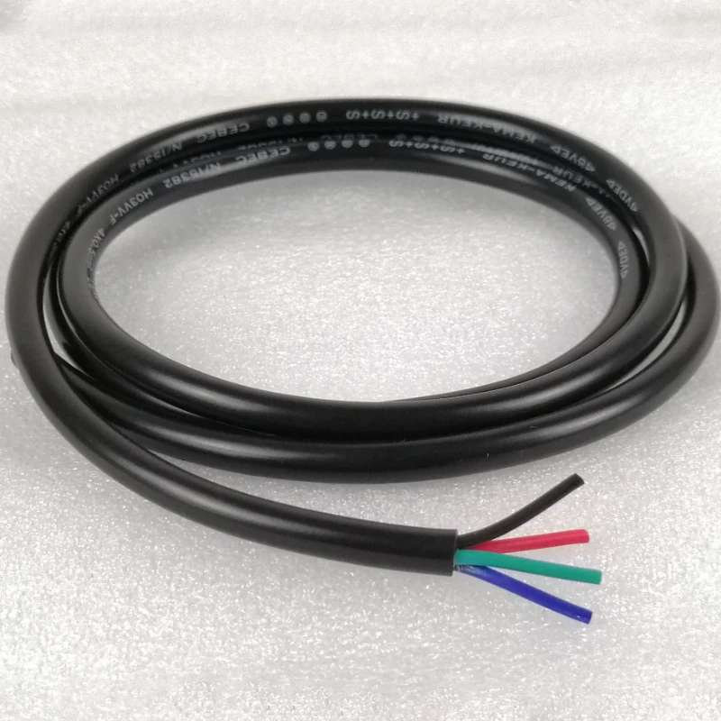 Cable eléctrico RVV de 18AWG, 20 AWG, 4/Cores, Conductor de Cable de cobre, Cable Enchapado suave negro, Cable de extensión LED