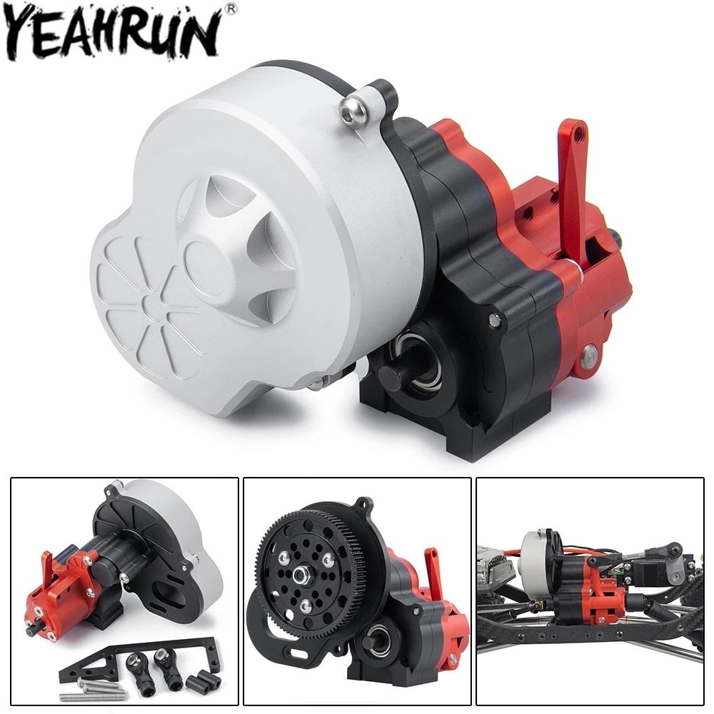 YEAHRUN Transmission Box Metal Complete Gearbox with Dig Gear Protective Cover for 1/10 RC Crawler Axial SCX10 AX10 Wraith