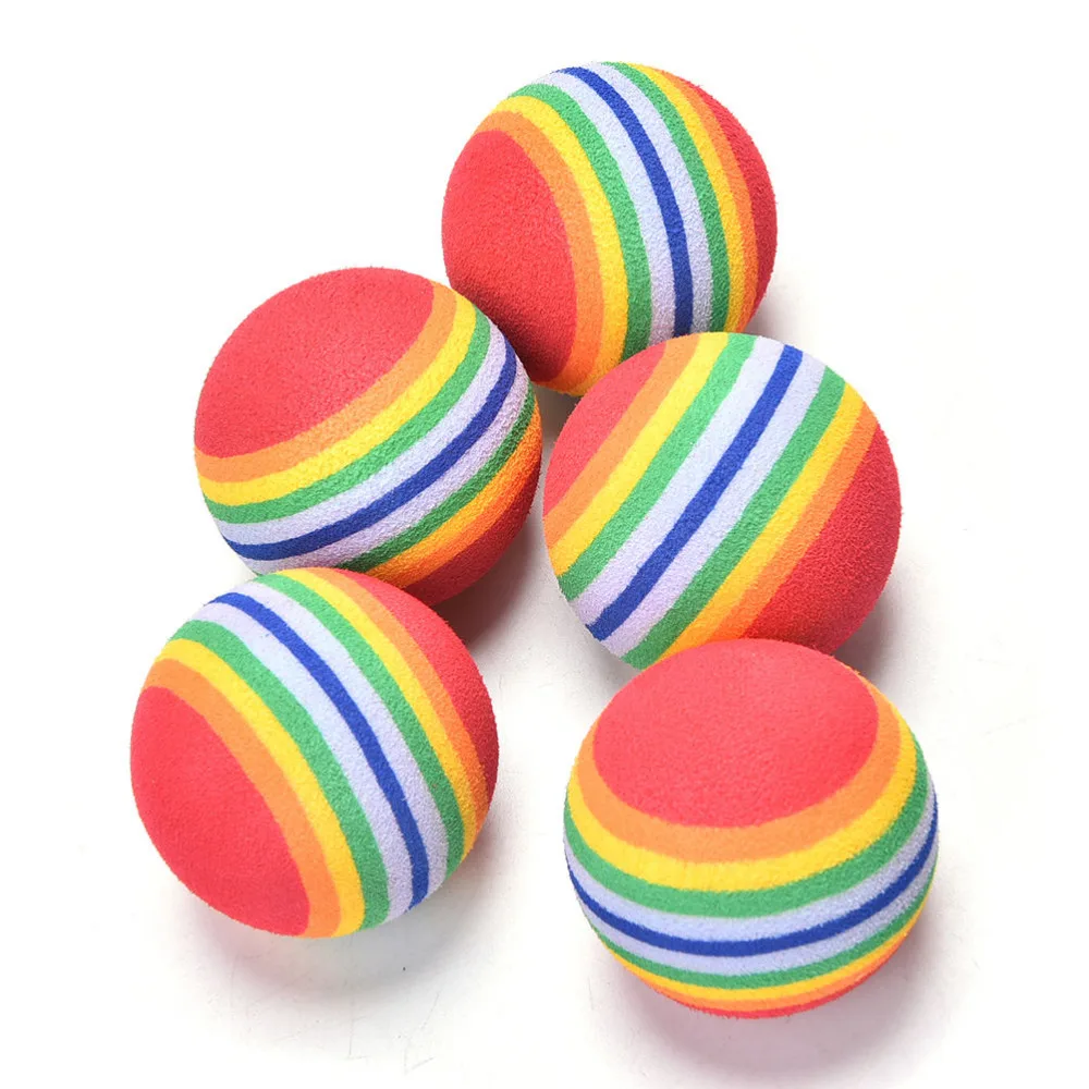 Bolas de esponja de espuma para niños, juguete divertido de Material EVA de Color arcoíris, juegos al aire libre, 5 uds., 28,5mm, G0183