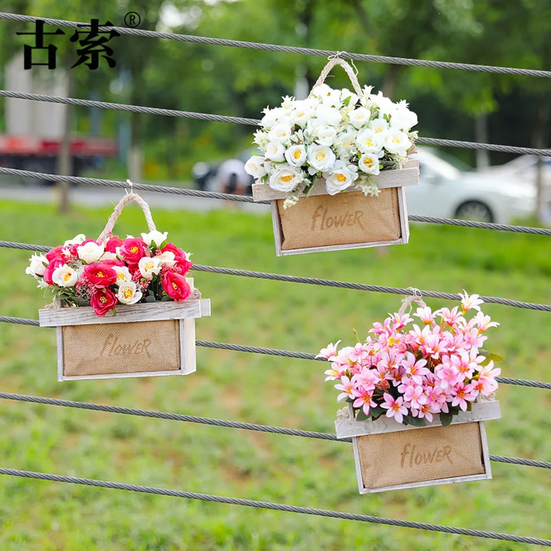 

Living room artificial flower decoration wedding fake flower Decorative table plastic potted plant with flower basket