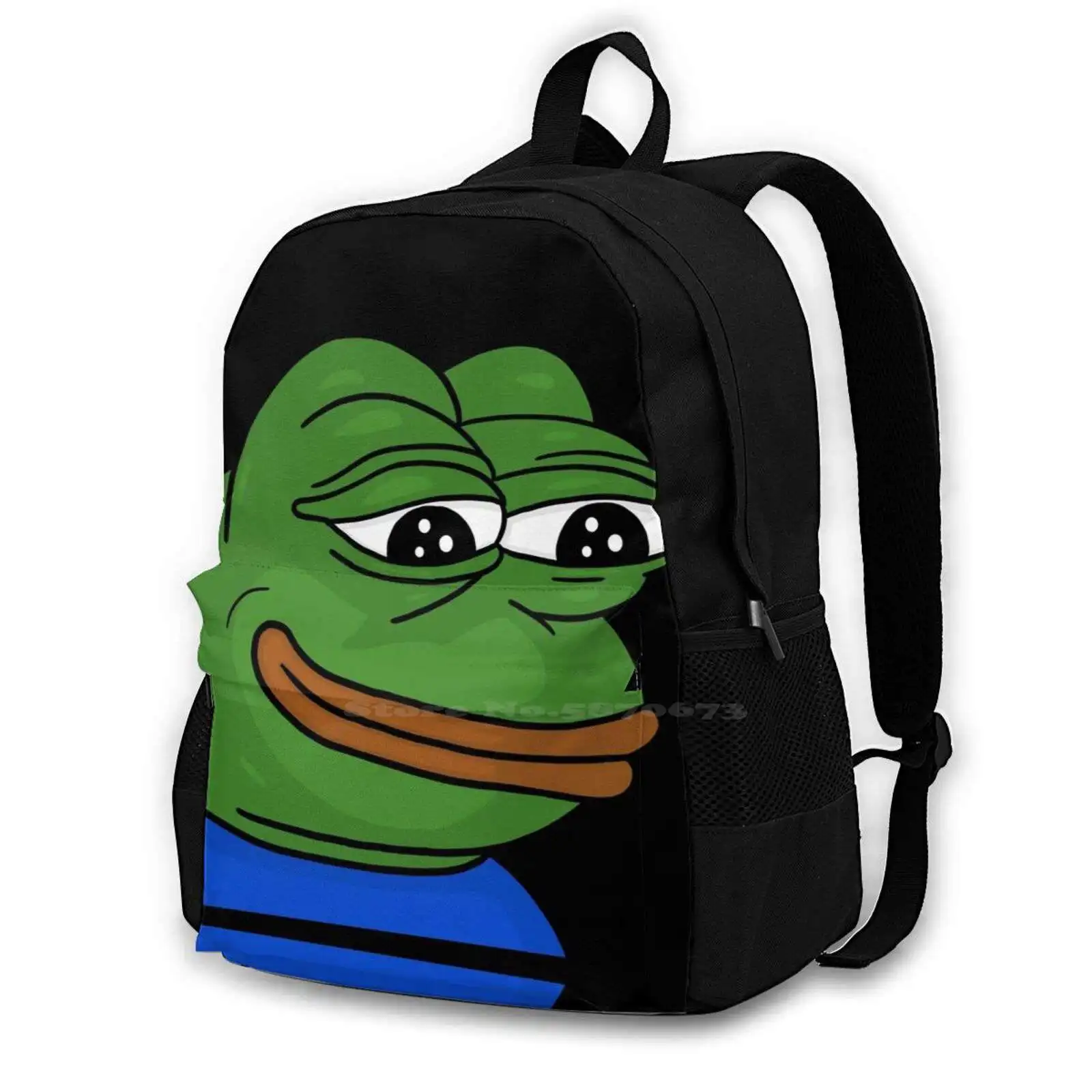 Feelsokayman Backpack For Student School Laptop Travel Bag Monka Feelsgoodman Feelsokayman Twitch Emote Pepo Peepo Frobba Wowee