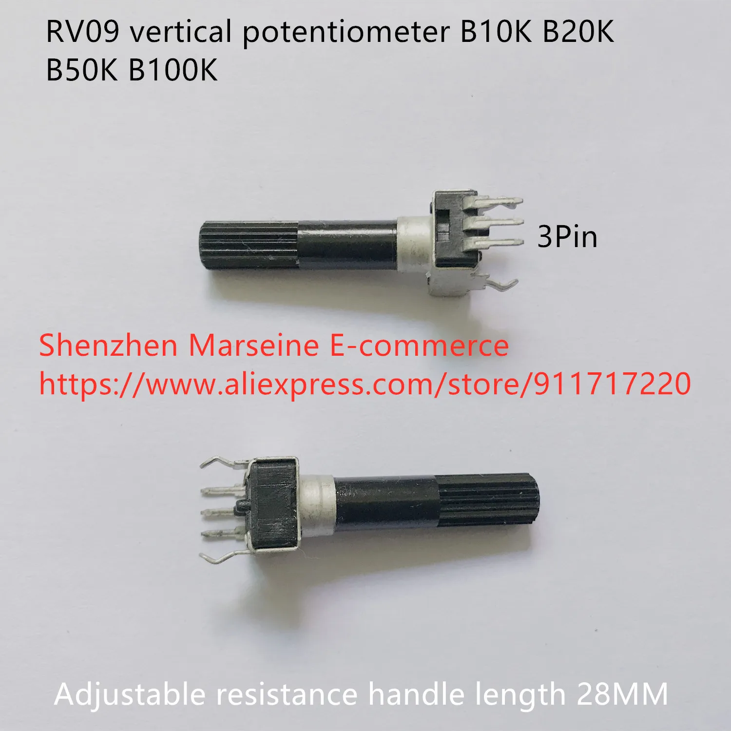 Original New 100% RV09 vertical potentiometer B10K B20K B50K B100K adjustable resistance 3pin handle length 28MM (SWITCH)