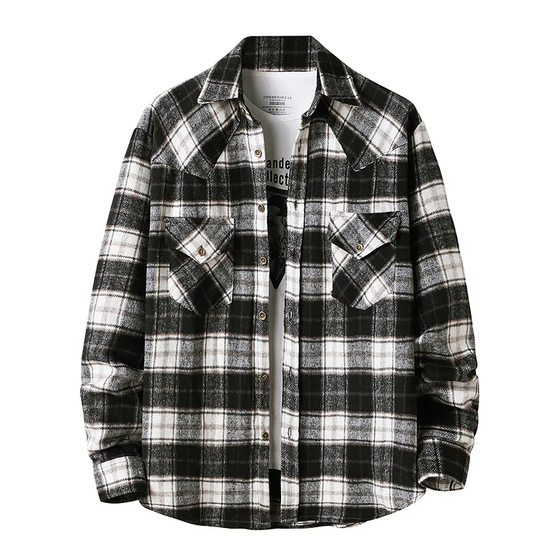 

Mens Cotton Flannel Shirt Men Slim Fit Casual Button Up Plaid Shirt Men Long Sleeve Winter Outdoor Shirts Male Camisa Masculina