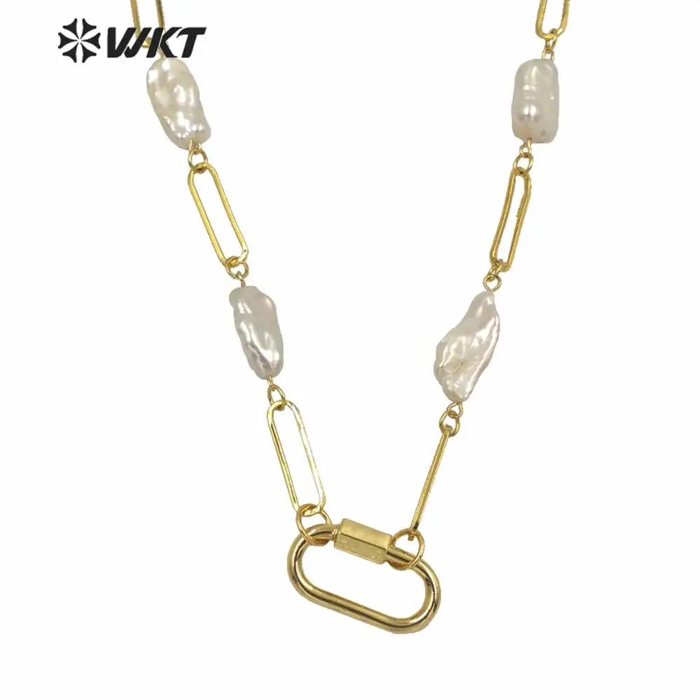 

WT-JN133 Newest WKT Exclusive Design Link Chain Mix Pearl Gorgeous Fashion Lady Necklace For Party Or Wedding Match Choker