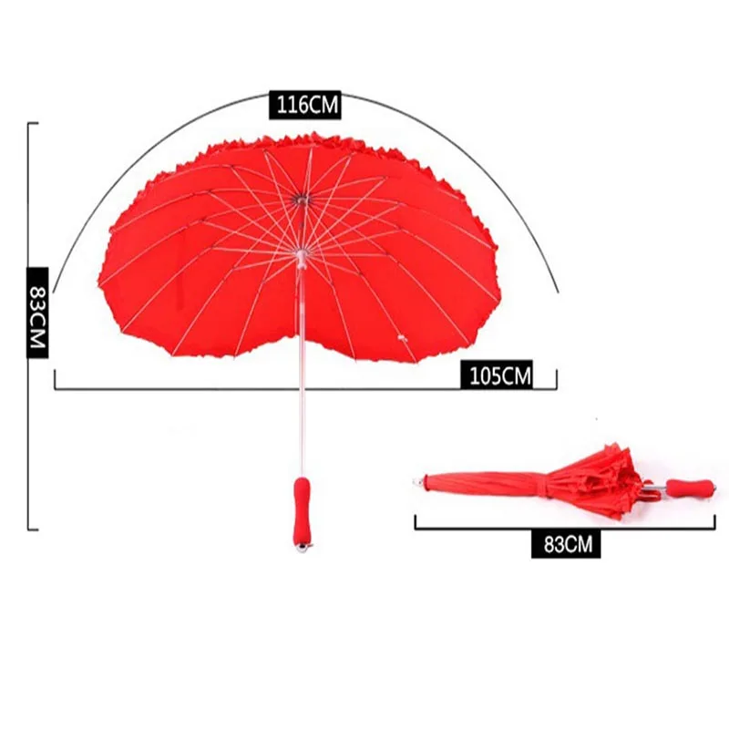 Creative heart-shaped love umbrella adult bride wedding gift solid color red waterproof and windproof umbrella for men and women