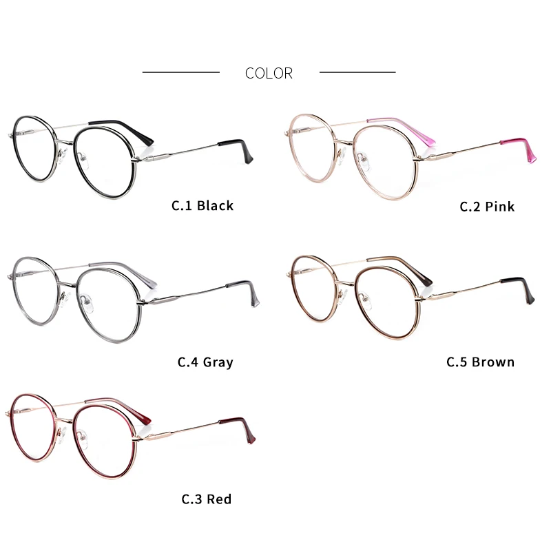 Ceofy Women Fashion Optical Round Eyeglasses Frame Vintage Myopia New Prescription Brand Design Glasses Frame G6018