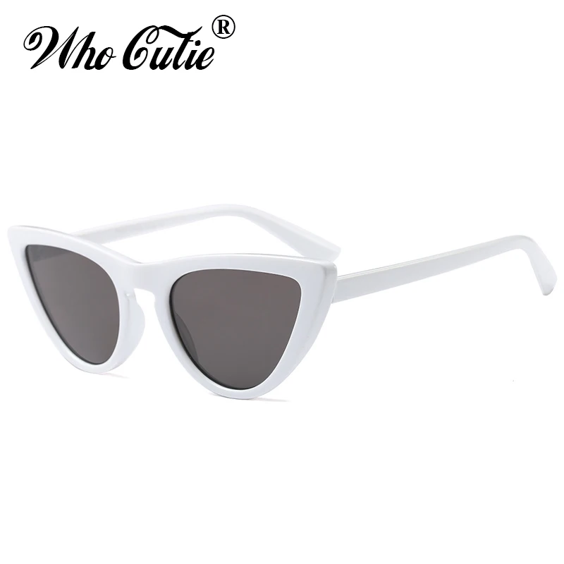 WHO CUTIE 2018 White Cat Eye Sunnies Sunglasses Women Brand Designer Vintage Ceteye Lens Urban Chic 90S Sun Glasses OM562