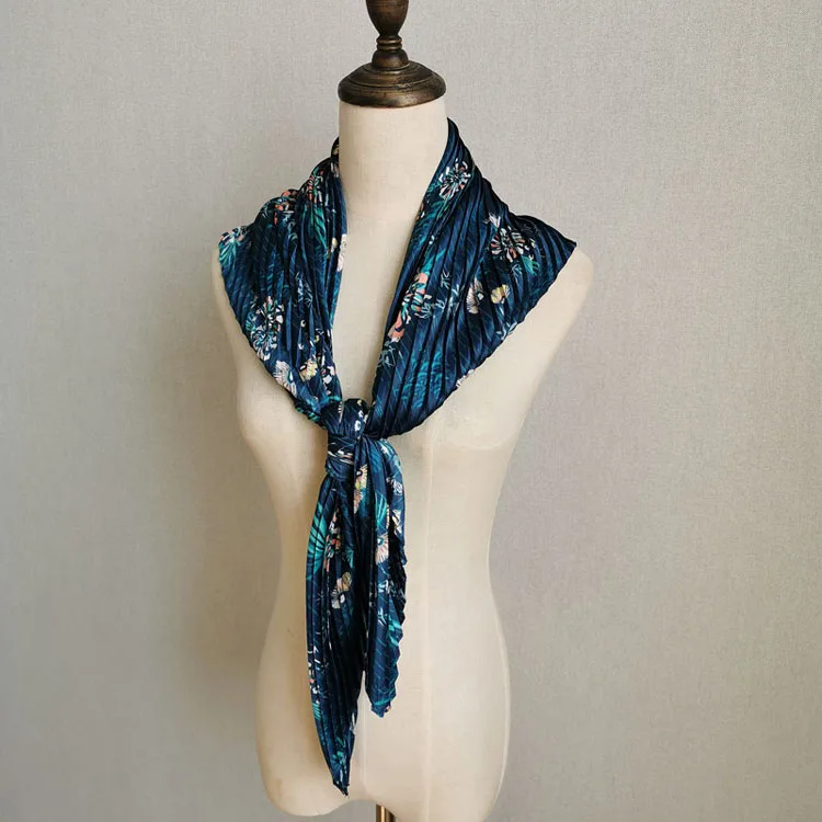 HOT SELLING Miyake pleated Country style resemble Silk diamond print scarf IN STOCK