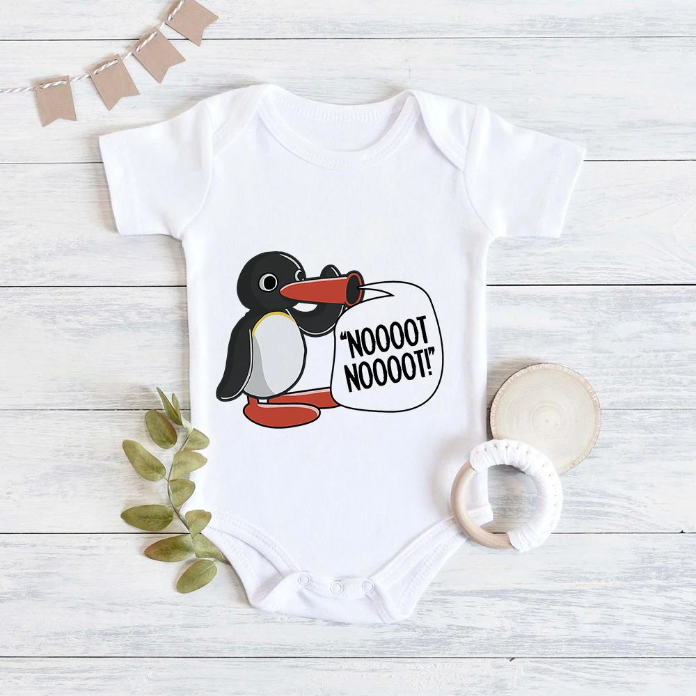 Pingu Body para niña pequeña, ropa estética de moda, mono bonito de dibujos animados para recién nacidos, Body de manga corta para bebé de verano