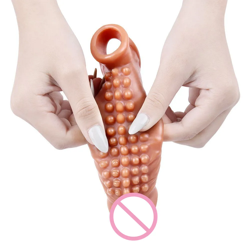 Large Penis Sleeve Reusable Comdom Delay Spike Clit Ejaculation Penis Sleeve Dick Male Dildo Enlargers Sex Toys for Men