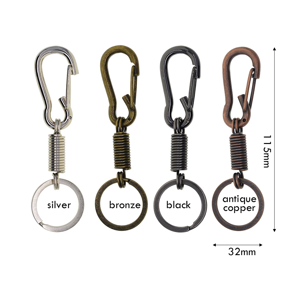 2 sets Heavy Duty Metal Coil Spring Carabiner super strong steel quick release snap Hook Clasp Keychain Keyring key holder