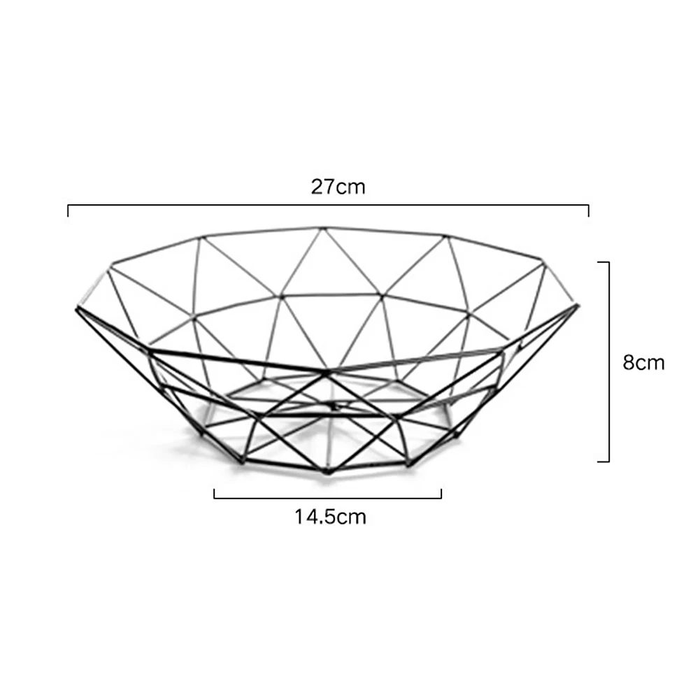 1Piece Fruit Bowl BasketSimple style Geometric Fruit Vegetable Wire Basket Metal Bowl Kitchen Storage Desktop Metal Fruit Bowl