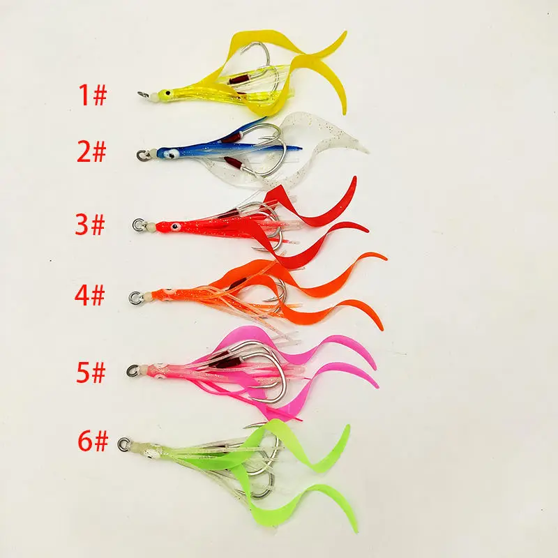 20pcs Assist Hooks With Squid Skirts,Inchiku Jig Assist Hook,octopus jigs assist hook, squid jig hook, suitable for inchiku jigs