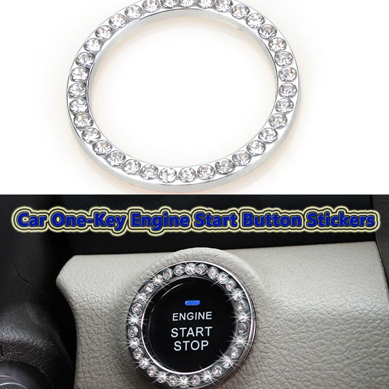 Auto Engine Start Button Stickers Crystal Rhinestone Diamond Ring Shape Ignition Push Switch Decorative Car Styling