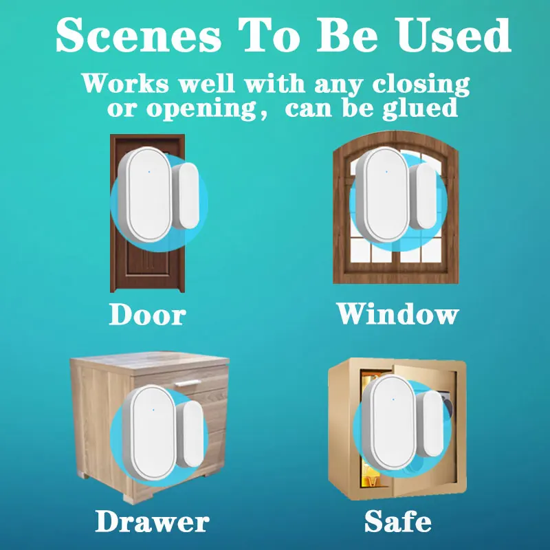 Sensor de puerta inteligente inalámbrico, sistema de alarma de seguridad para el hogar, Sensor de entrada magnético para ventana, formato de codificación Ev1527, GSM, 433MHz