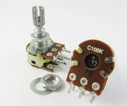 2pcs ALPHA C100K  100K ohm Dual Stereo Potentiometer Log Taper pots 20mm shaft