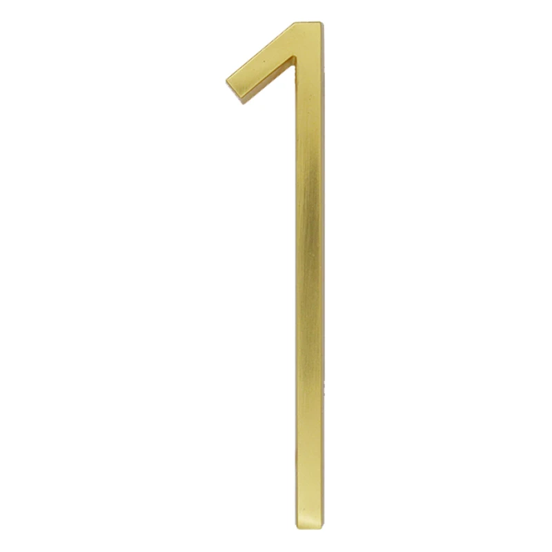 

127mm Golden Floating Modern House Number Satin Brass Door Home Address Numbers for House Digital Outdoor Sign Plates 5 In. #1