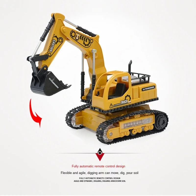 1:24 zdalnie sterowana ciężarówka koparka RC Caterpillar ciągnik Model inżynieria samochód 2.4G Radio kopanie muzyczne i efekty świetlne zabawki dla dzieci