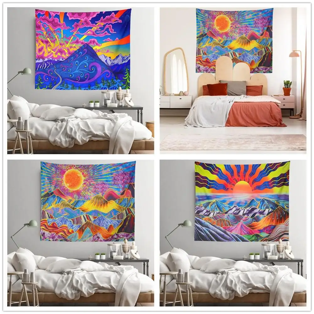 

Factory Outlet Fashion Abstract Rock Landscape Sun Painting Printing Home Decor Tapestry CustoMizable Patterns