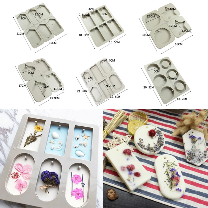 Moldes de arcilla de silicona para tabletas de aromaterapia, adornos colgantes, moldes de cera, molde de jabón de flores, accesorios artesanales,