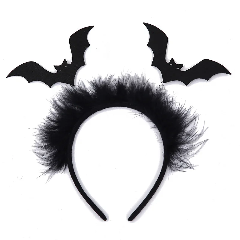 Black Hair Hoop Bat Head Buckle Ghost Festival   Party Decoration Horror Vampire Headdress Women Birthday Cosplay