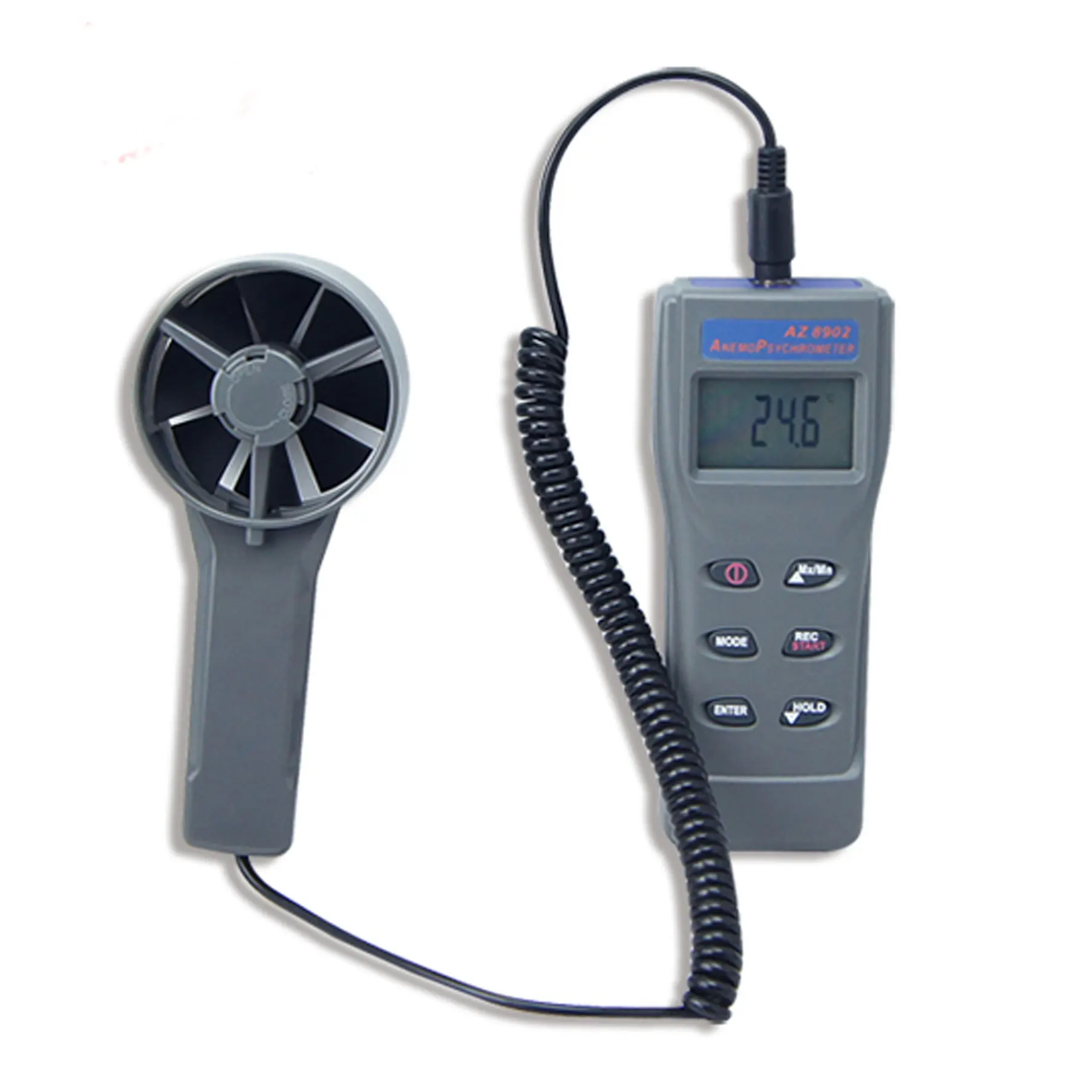 Anemometer AZ8902 Temperature and Relative Humidity Fan Air Flow Meter Barometric Pressure Meter Wind Speed Meter 0.6~32 m/s