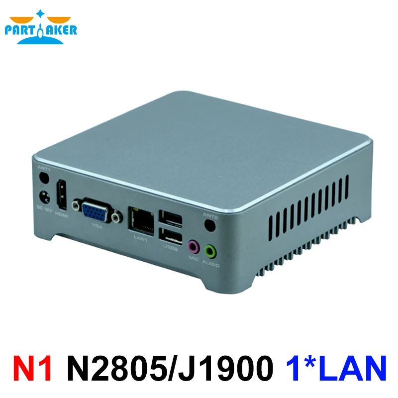 Partaker N1 Mini PC Windows 10 Fanless computer Intel J1900 N2805 i5 4210Y Nano Nuc Mini Computer Dual Lan HDMI VGA VESA