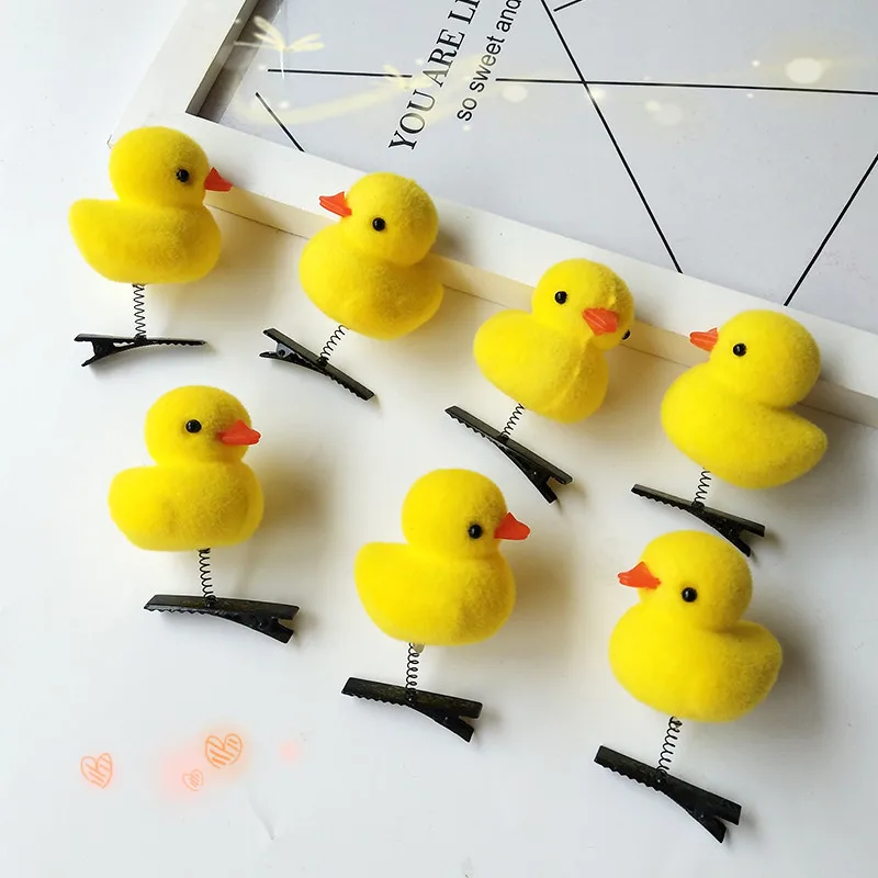 5Pcs/Lot Bubble Childrens Toy Little Yellow Duck Love Heart Hairpin Clip Suitable For Clip On The Gift ZH