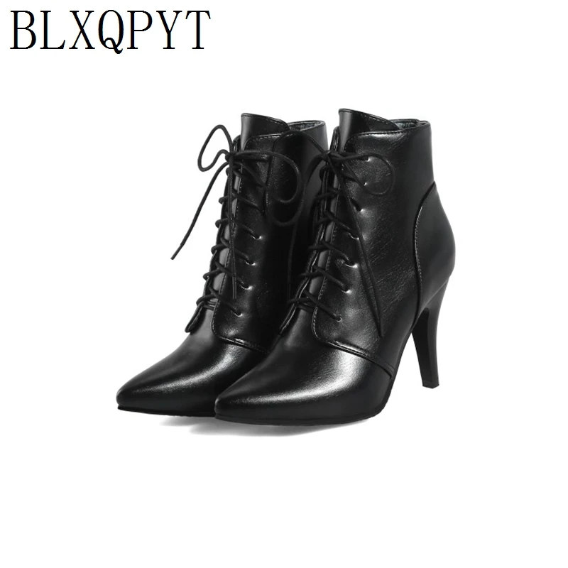 BLXQPYT Big Size 32-46 Ankle boots for women High Heels 8cm Winter Warm Autumn Boots Party Wedding Shoes Pumps Shoes woman a-1