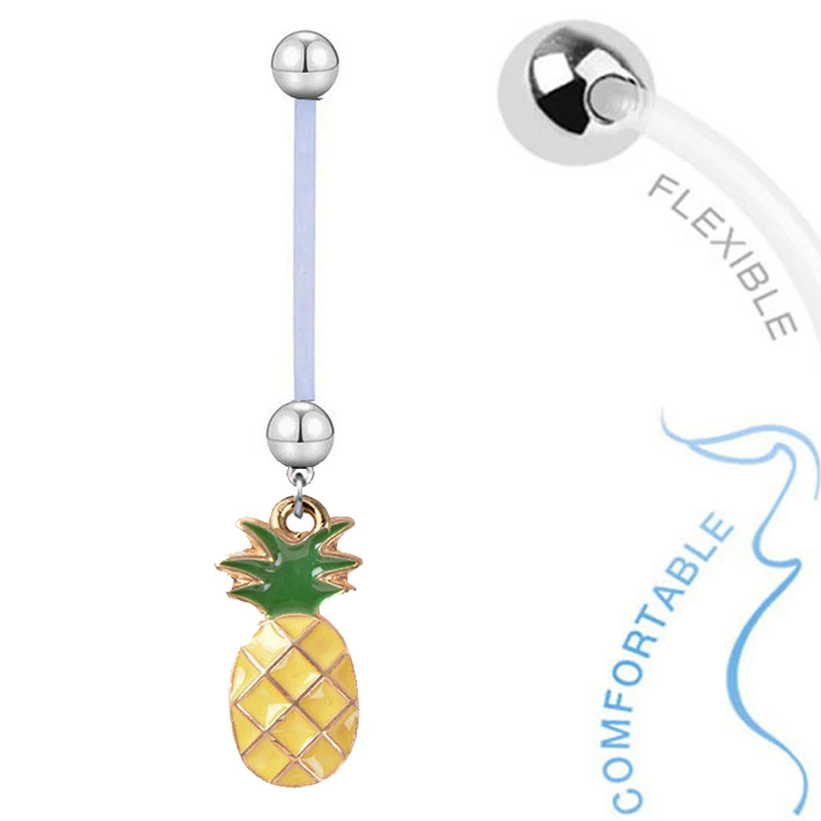 1 PC Trendy Pinapple Pregnancy Belly Ring Romantic Fruit Maternity Belly Bars Piercing Jewelry