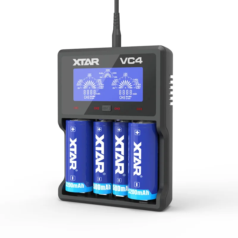 XTAR VC4 18650 batterijlader 1,2 V AAA AA-batterijen LCD-scherm Opladen 3,6 V oplaadbare Li-ionbatterijen 10400-32650 CHARGER