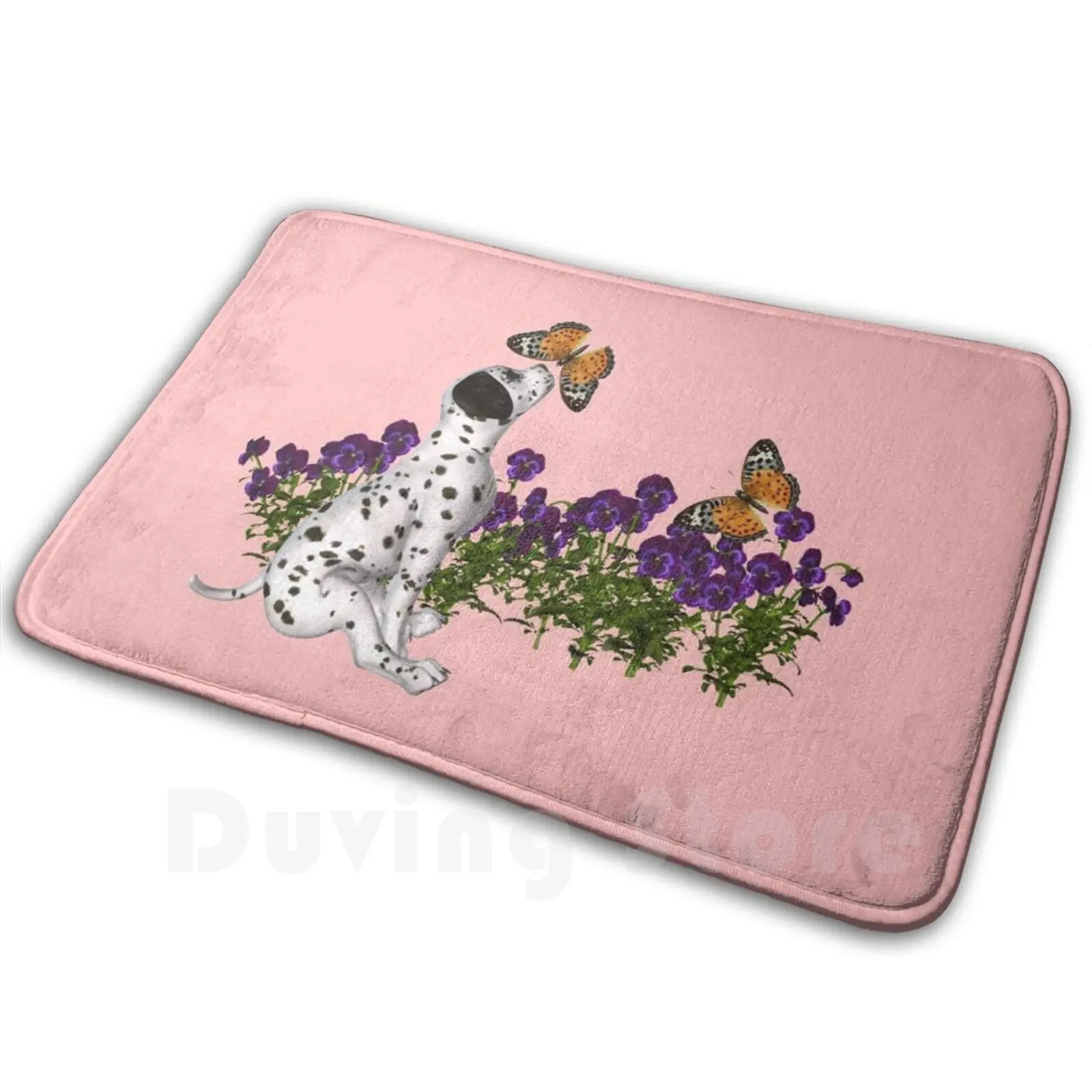

Dalmatian Puppy Butterflies Flowers Carpet Mat Rug Cushion Soft Non-Slip Animal Dog Puppy Cute Dalmatian Puppies
