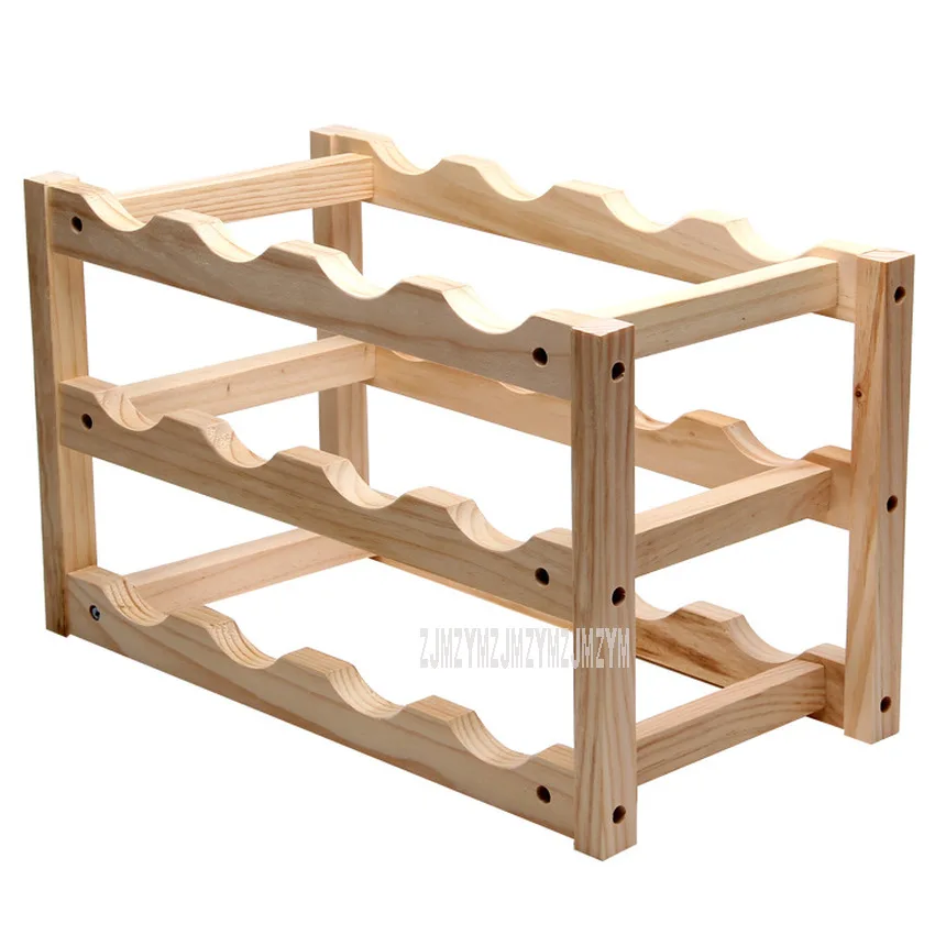 3 Layer Red Wine Rack Wooden Bottle Holder Mount Bar Solid wood Shelf Folding Wood Wine Rack Alcohol Neer Drink Bottle Holder