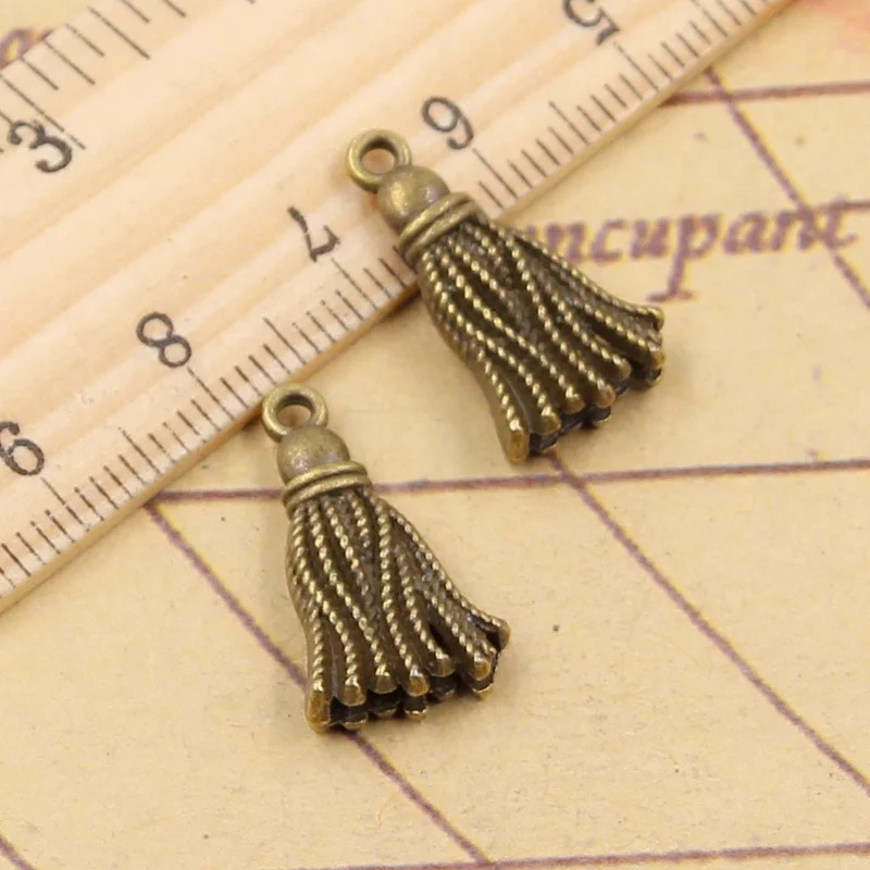 10pcs Charms Tassels Fringing 20x12mm Tibetan Bronze Silver Color Pendants Antique Jewelry Making DIY Handmade Craft