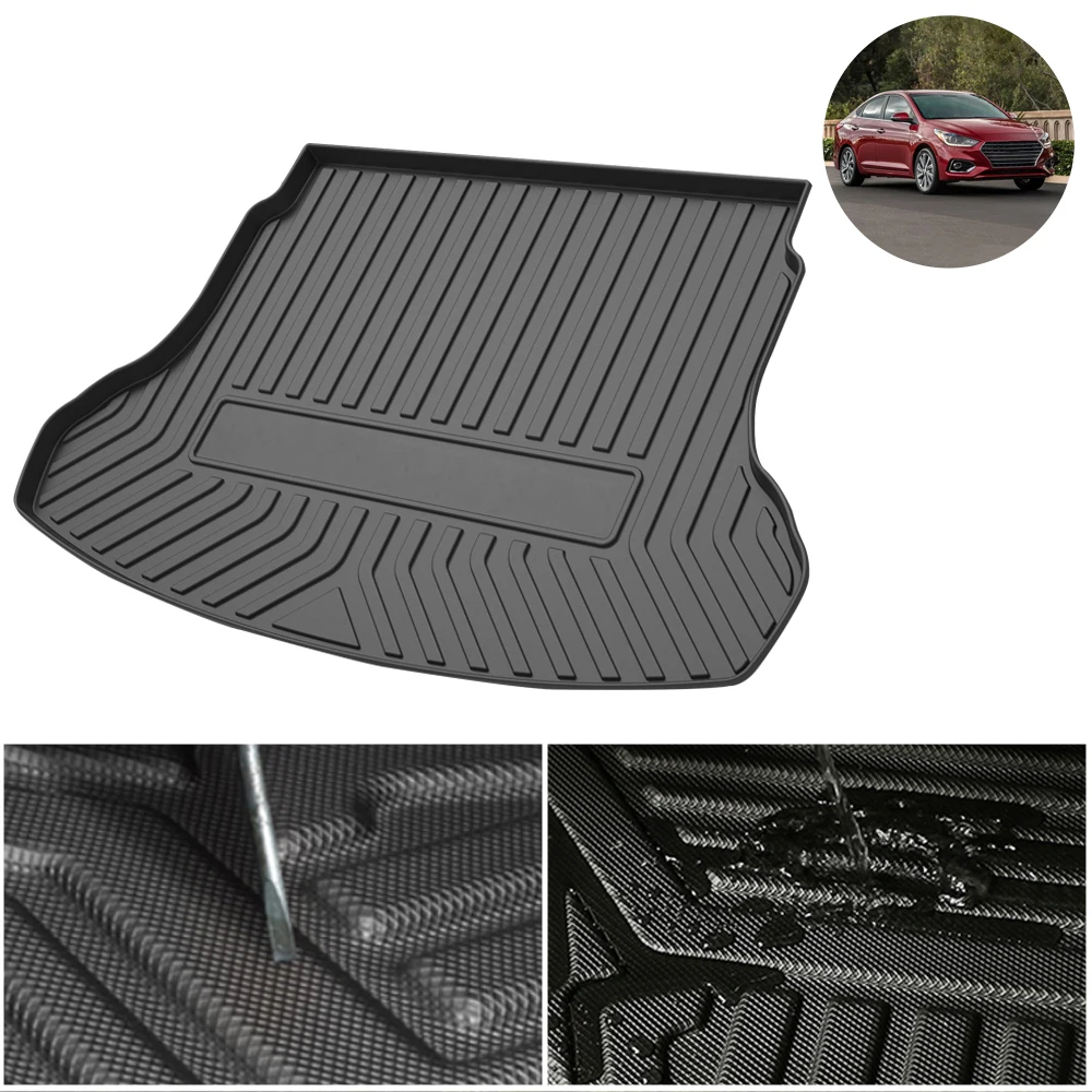 TPE Trunk Mat For Hyundai Accent 2018 2019 2020 2021 Accessories Rubber Boot Mats 3D Carpets For Cars