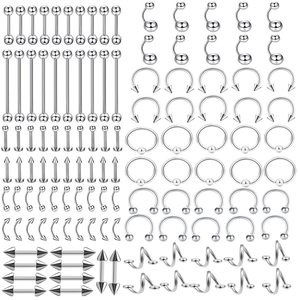 

240pcs/lot 12 style Piercings Stainlee Steel Multi Function Body Tongue Eyebrow Belly Nose Ring Lip Ear Cartilage Barbell Helix