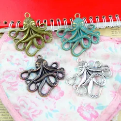 8Pcs Octopus Charms Antique Silver Plated Bronze Color Pendant Diy Jewelry Accessories