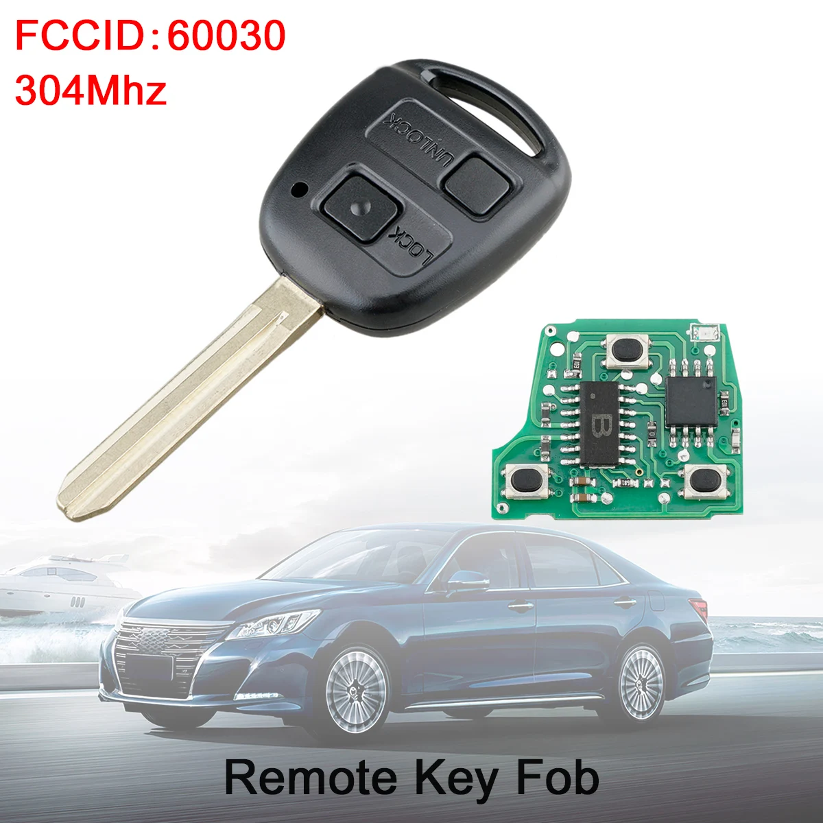 

304MHz 2 Buttons Remote Car Key Fob 4C Chip 60030 Keyless Entry for Toyota Camry Rav4 Corolla Prado Yaris Tarago Cruiser Land